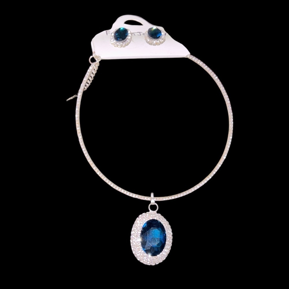 Elegant Silver and Blue Jewelry Set